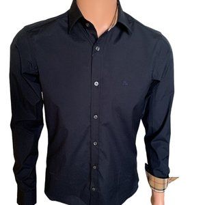 Burberry Men's Long Sleeve Dress Shirt Size Navy Large